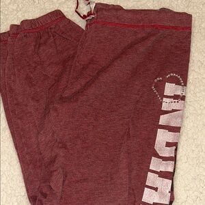 PINK Victoria's Secret Indiana Go Big Red Burgundy Joggers with Logo Large